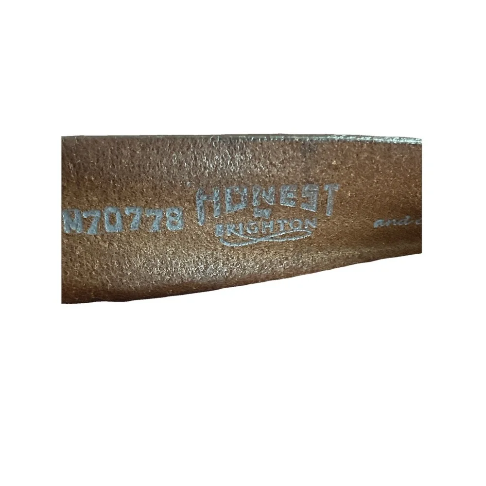 READ Men's Honest by Brighton Handcrafted Brown Animal Print Leather Belt Sz 42‎
